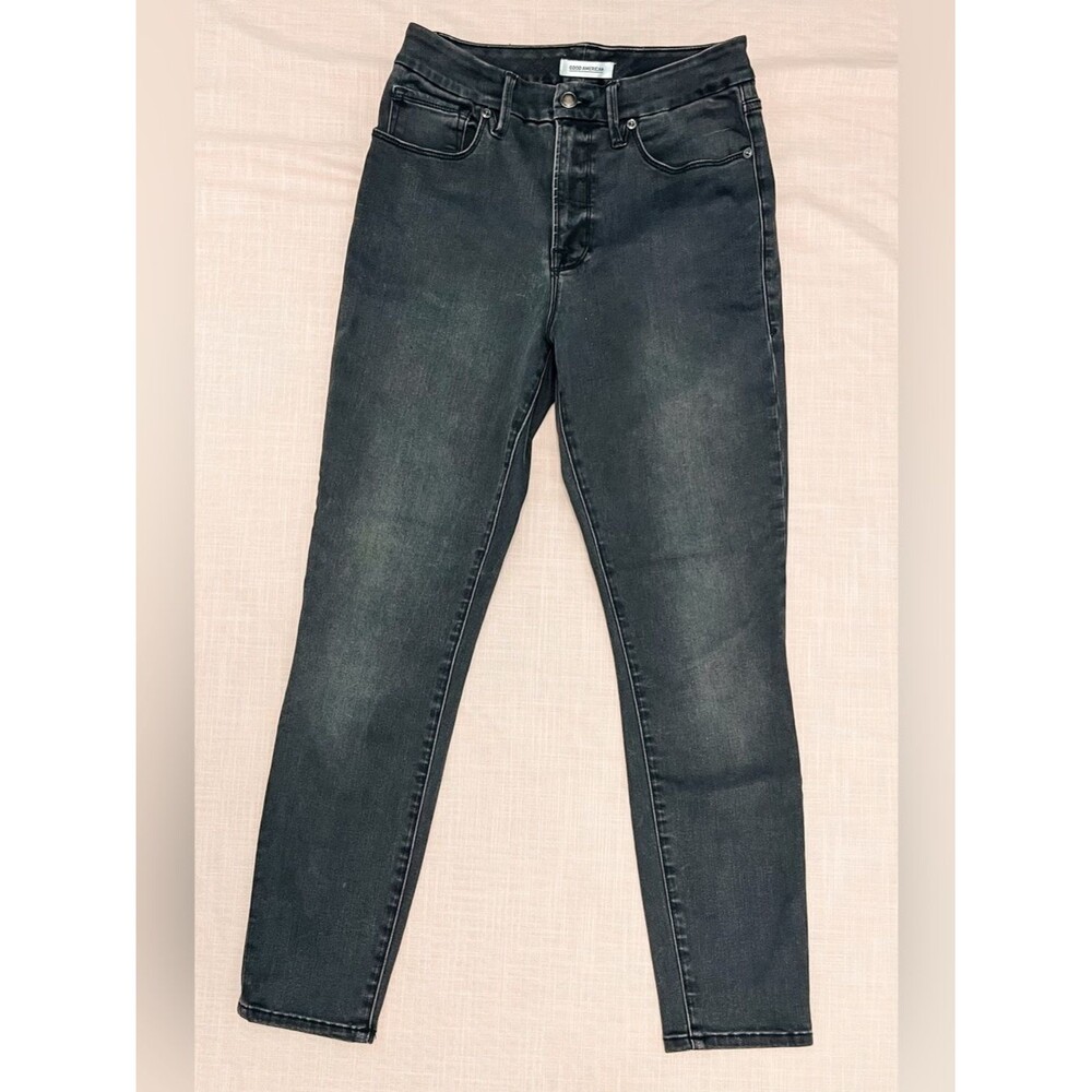 Good American Good Legs Cropped Black High-Rise Skinny Jeans